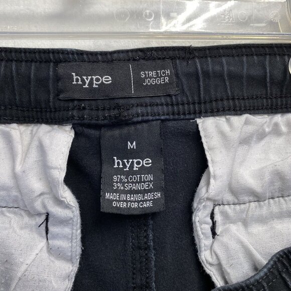 HYPE Stretch Jogger Drawstring Elastic Waist Shorts Men Medium Black W/Pockets - Picture 11 of 16